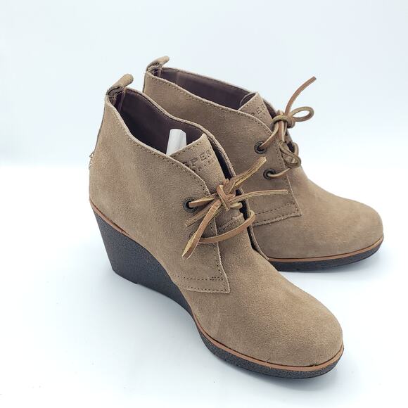 Sperry Harlow Suede Wedge Booties brown womens size 6 - Picture 3 of 9